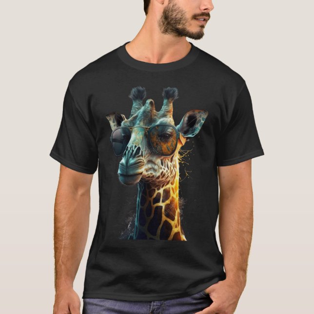T-shirt animal  giraffe with stylish sunglasses (Devant)