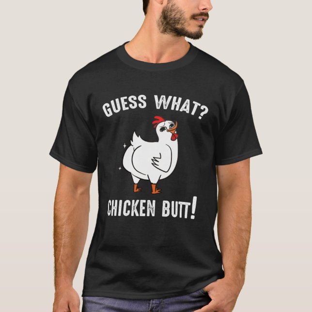 T-shirt Animal Guess What Chicken Butt Cute Chickens Buffs (Devant)