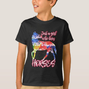 T-shirt Animal Horse équitation Equestre Femmes filles Col