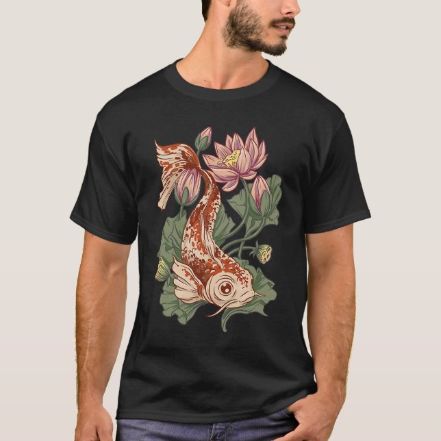 T-shirt Animal  Koi Fish  Flowers s (Devant)