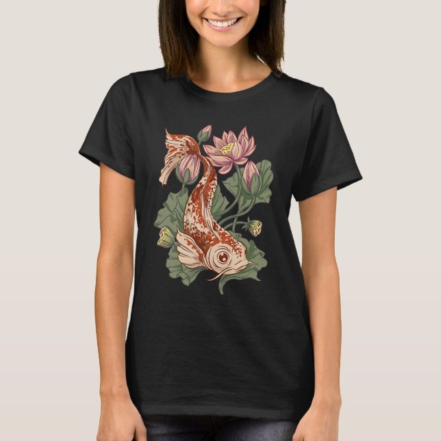 T-shirt Animal  Koi Fish  Flowers s (Devant)