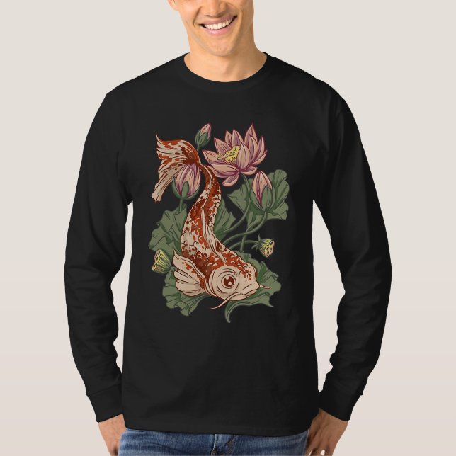 T-shirt Animal  Koi Fish  Flowers s (Devant)