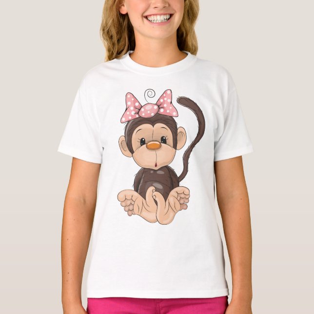 T-shirt animal mignon amusant pour singe enfant (Devant)
