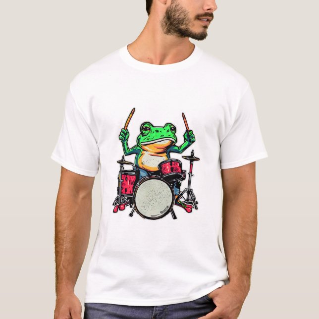 T-shirt Animal Noise – Frog on Drums (Devant)