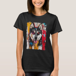 T-shirt Animal Pop Art Design avec un chien sur elle Graff