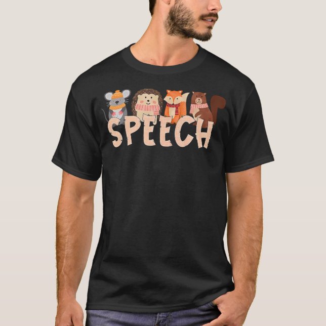 T-shirt Animal Speech Therapy Fall SLP Speech Language Pat (Devant)