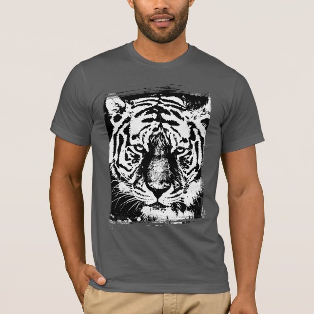 T-shirt Animal Tiger Mens à manches courtes Asphalte gris  (Devant)