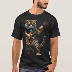 T-shirt Animal Tigre Guitare Tigre Jouant Guitare Électr
