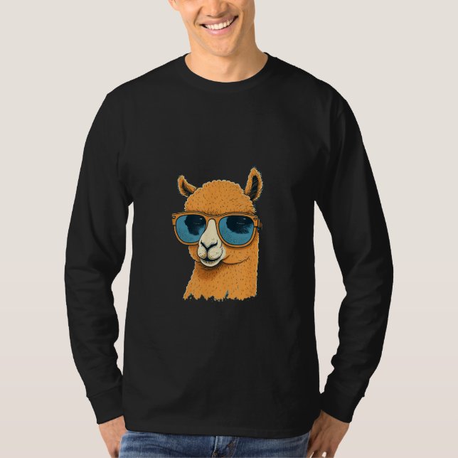T-shirt Animals Graphic  Alpaca Wearing Sunglasses 4 (Devant)