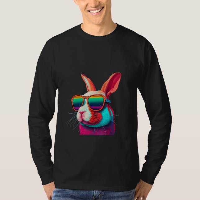 T-shirt Animals Graphic  Bunny Wearing Sunglasses 3 (Devant)
