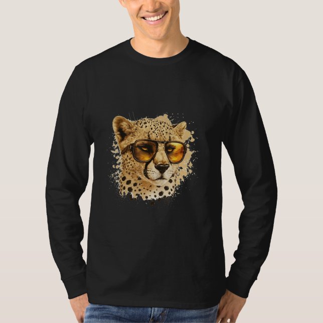 T-shirt Animals Graphic  Cheetah Wearing Sunglasses 5 (Devant)