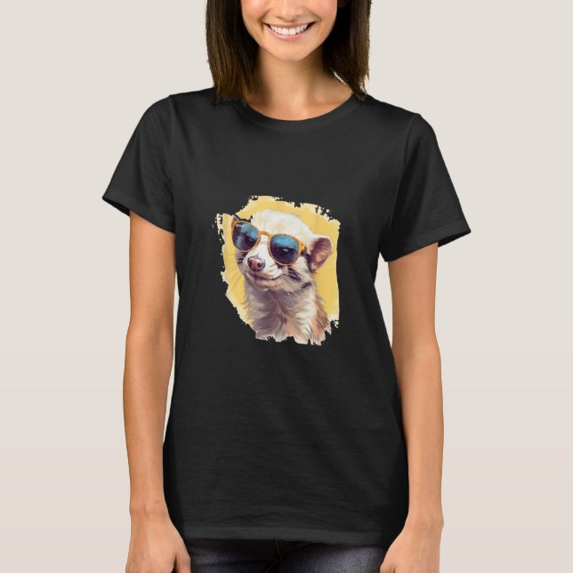 T-shirt Animals Graphic  Ferret Wearing Sunglasses 2 (Devant)