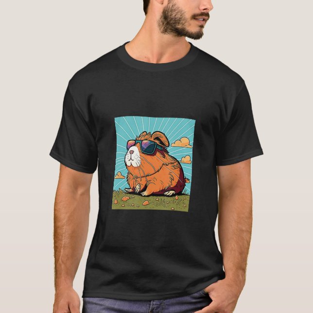 T-shirt Animals Graphic  Guinea Pig Wearing Sunglasses 1 (Devant)