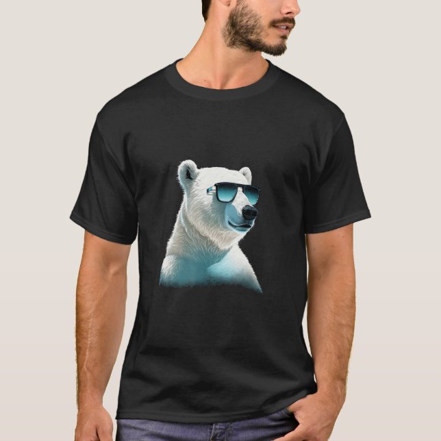 T-shirt Animals Graphic  Polar Bear Wearing Sunglasses (Devant)