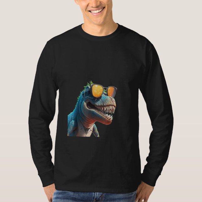 T-shirt Animals Graphic  rex Dinosaur Wearing Sunglasses (Devant)