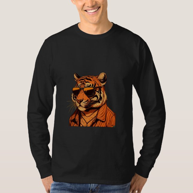 T-shirt Animals Graphic  Tiger Wearing Sunglasses 7 (Devant)