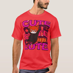 T-shirt Animaux adorables Couleur rose panda rouge mignonn