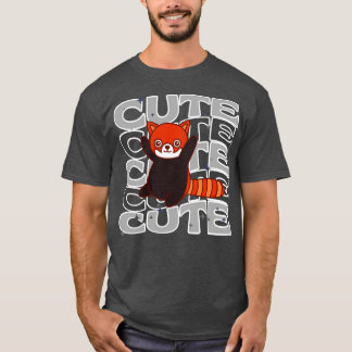 T-shirt Animaux adorables Couleur rouge panda gris