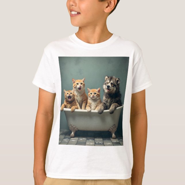 T-shirt Animaux amusants dans la baignoire (Devant)