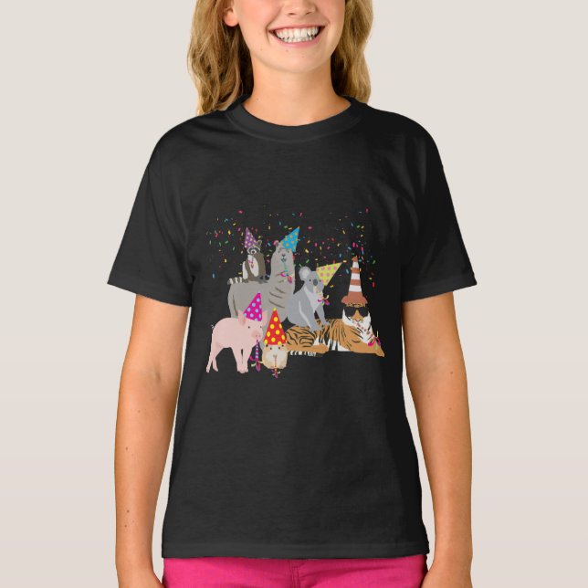 T-shirt Animaux - Beaux animaux ayant une fête (Devant)