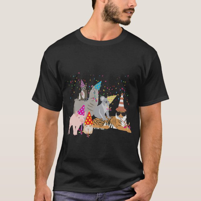 T-shirt Animaux - Beaux animaux ayant une fête (Devant)