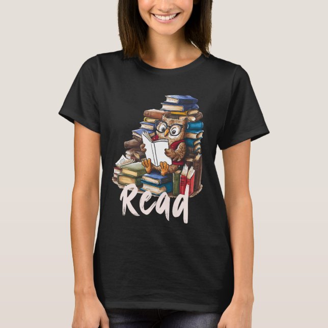 T-shirt Animaux Chouette Lecture Libraire De L'Ensemble De (Devant)