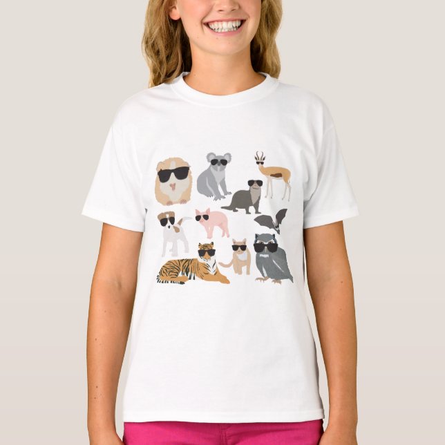 T-shirt Animaux cool et amusants portant des lunettes de s (Devant)