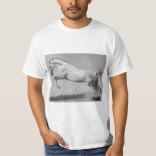 T-shirt Animaux Courbe Cheval Modèles Mens Blanc moderne