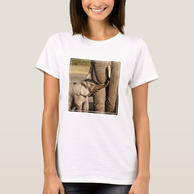 T-shirt Animaux de bébés cutest | Baby Elephant & Mama (Devant)