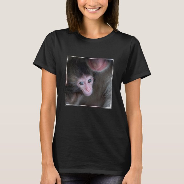 T-shirt Animaux de bébés cutest | Bébé Macaque singe et mè (Devant)