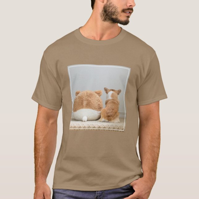 T-shirt Animaux de bébés cutest | Corgi & Plush Puppy (Devant)