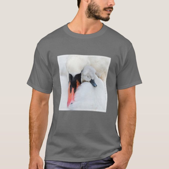 T-shirt Animaux de bébés cutest | Mère et bébé Mute Swan (Devant)