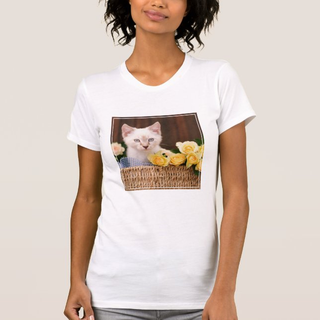 T-shirt Animaux de bébés cutest | Roses chats et jaunes (Devant)