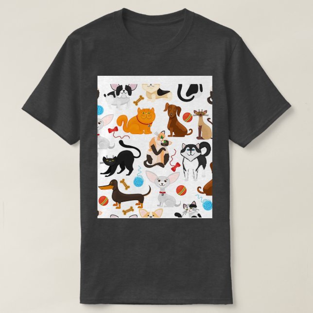T-shirt Animaux de compagnie chatons et chiots pedigree an (Design devant)