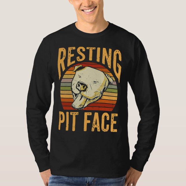 T-shirt Animaux de compagnie de chien Pitbull face de la c (Devant)