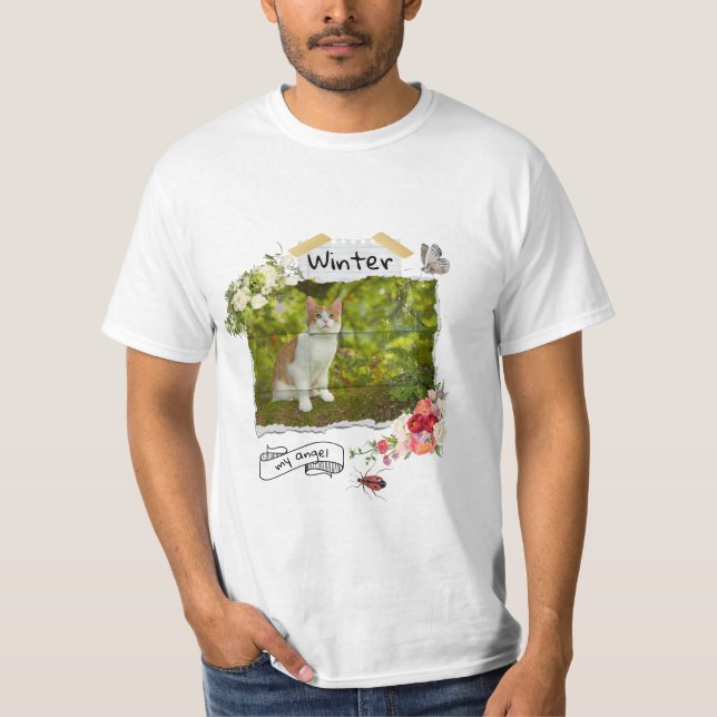 T-shirt Animaux de compagnie et fleurs collage évolutif cu (Devant)