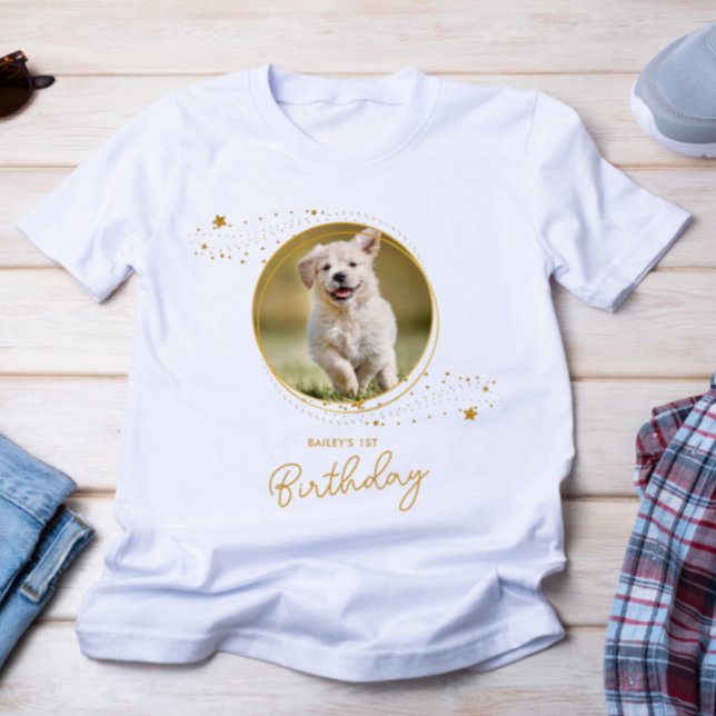 T-shirt Animaux de compagnie Photo Gold Stars Chien Annive (Créateur téléchargé)