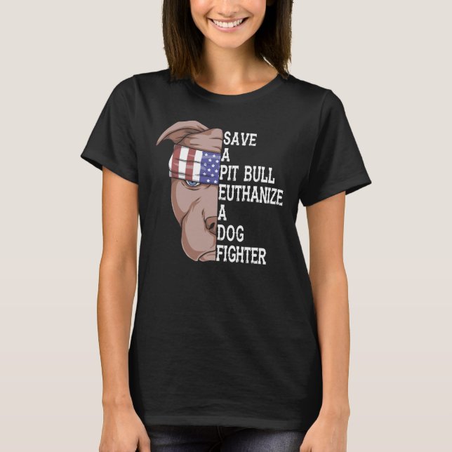 T-shirt Animaux de compagnie Sauvez un Pitbull Euthanasier (Devant)