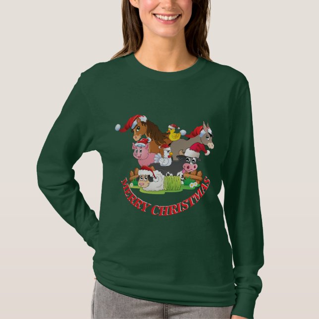 T-shirt Animaux de ferme Joyeux Noël PERSONNALISER SENTIME (Devant)