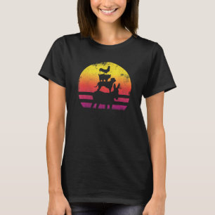 T-shirt Animaux de ferme Retro Vintage Sunset Donkey Chien