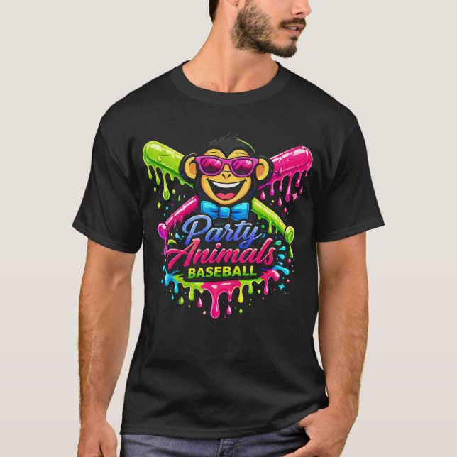 T-shirt Animaux de fête Baseball Drôle (Devant)