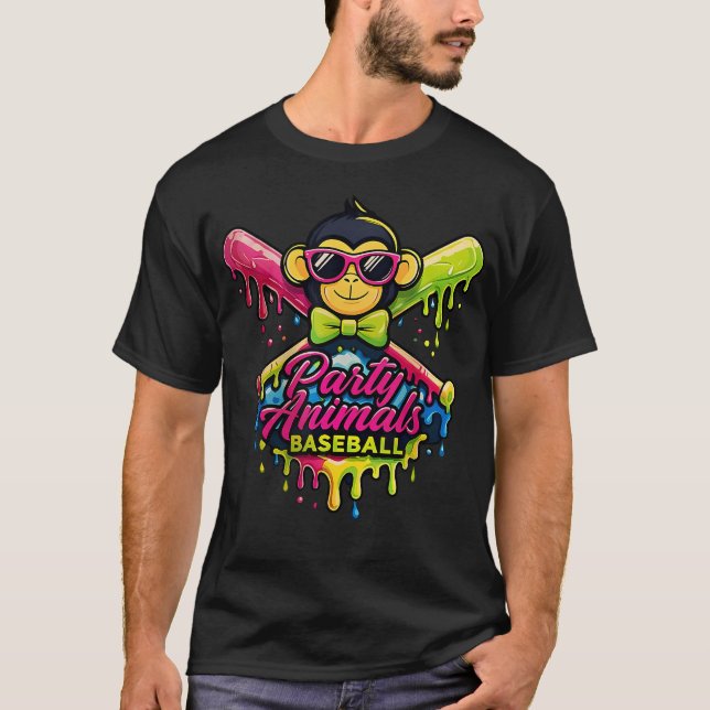 T-shirt Animaux de Fête Baseball Drôle (Devant)