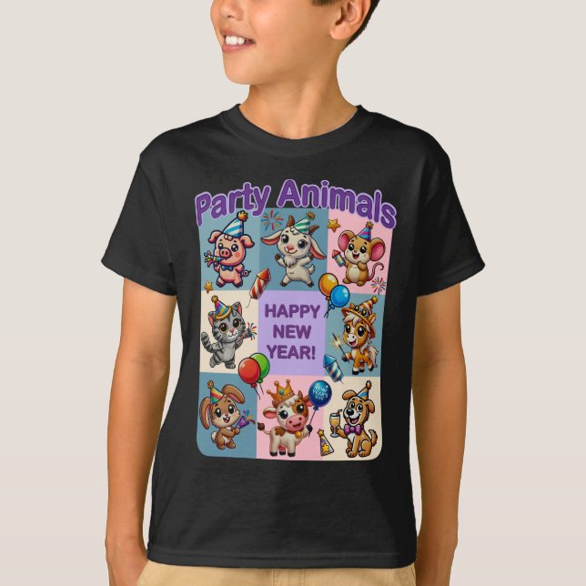 T-shirt Animaux de fête "Bonne année" (Devant)