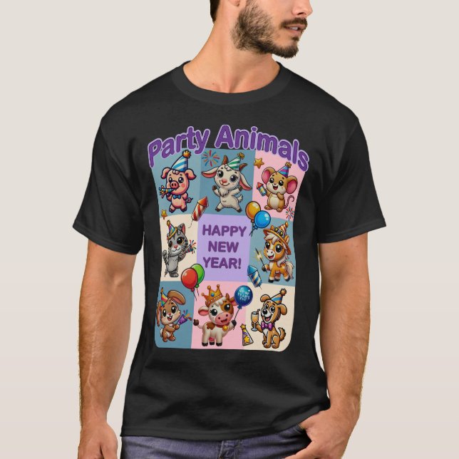 T-shirt Animaux de fête "Bonne année" (Devant)