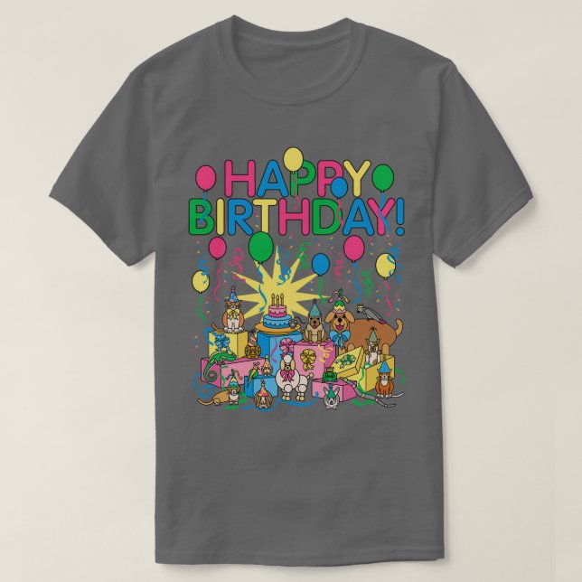 T-shirt Animaux de fête d'anniversaire (Design devant)