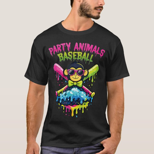 T-shirt Animaux de fête drôles Baseball Drôle (Devant)