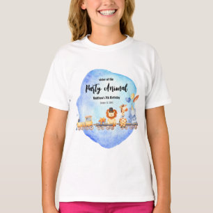 T-shirt Animaux de fête en train Kid Jungle Anniversaire S