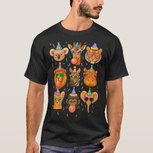 T-shirt Animaux de fête mignons Anniversaire Faune Zoo Ann