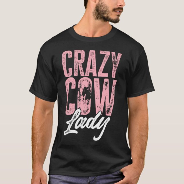 T-shirt Animaux de la ferme de vache - Crazy Vache Lady Sw (Devant)