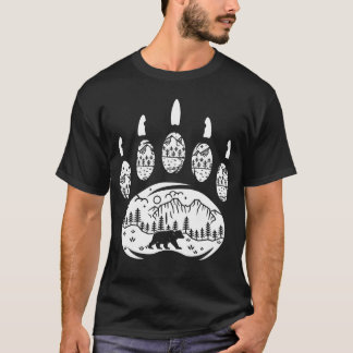 T-shirt Animaux de la forêt Patte d'ours sauvage vintage